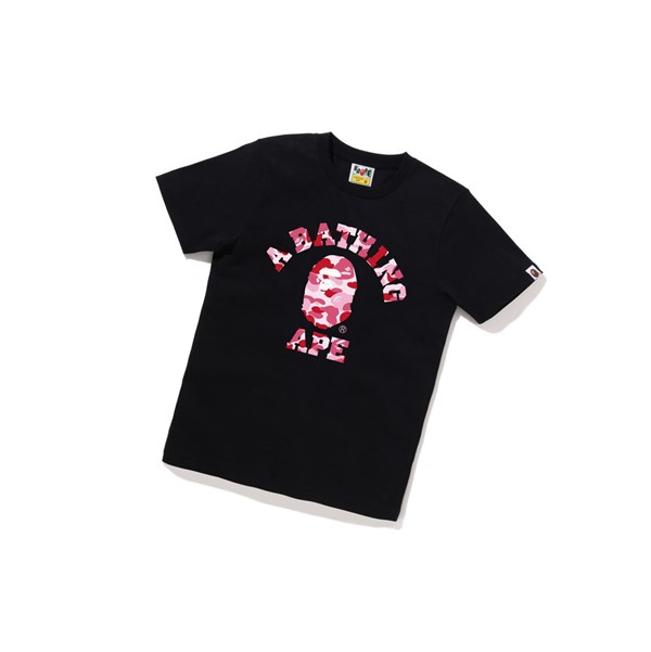 Women's A BATHING APE Abc Camo College Tee Short Sleeve T Shirts Black | BMVY46583