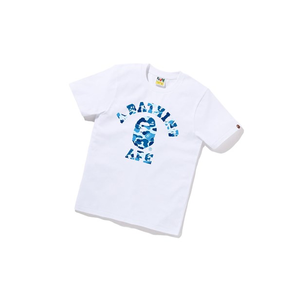 Women's A BATHING APE Abc Camo College Tee Short Sleeve T Shirts White | LUCQ84750