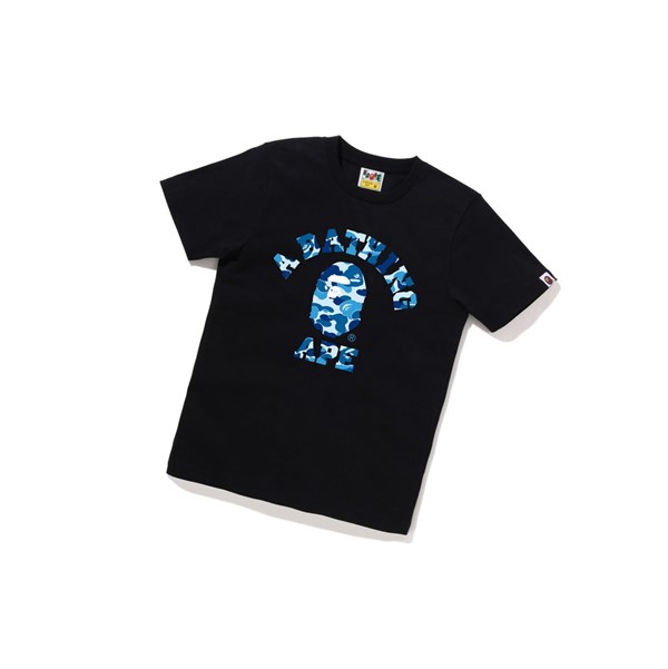 Women's A BATHING APE Abc Camo College Tee Short Sleeve T Shirts Black | MVAZ48105