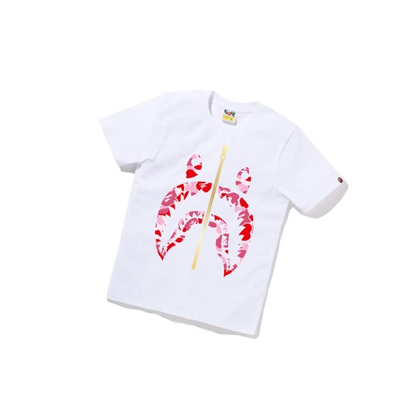 Women's A BATHING APE Abc Camo Shark Tee Short Sleeve T Shirts White | KLUR06984