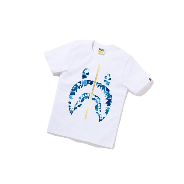 Women's A BATHING APE Abc Camo Shark Tee Short Sleeve T Shirts White | WRAP96072