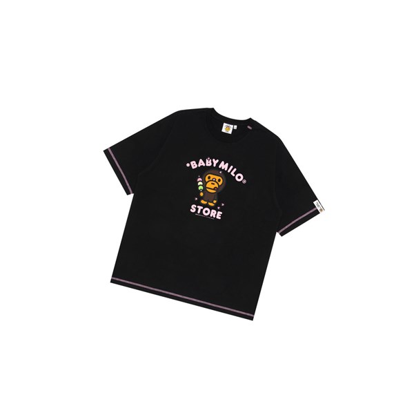 Women's A BATHING APE Baby Milo Boxy Fit Tee Short Sleeve T Shirts Black | ULKF57408