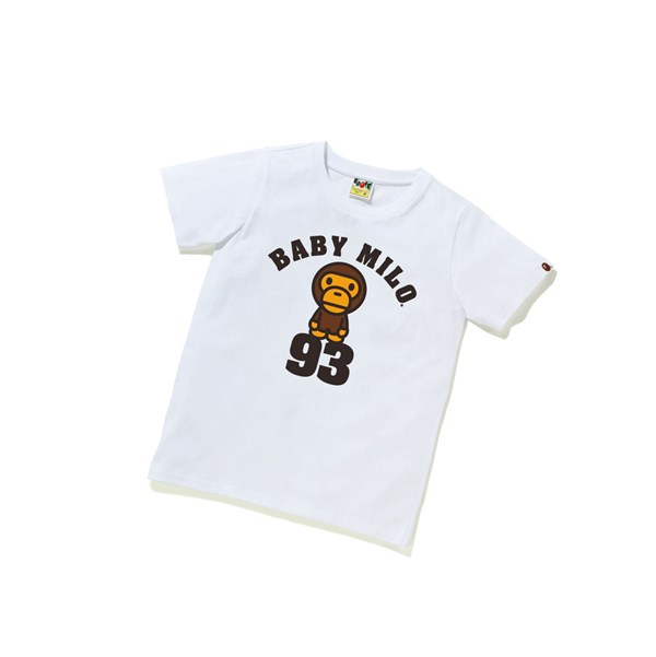 Women's A BATHING APE Baby Milo On 93 Tee Short Sleeve T Shirts White | ZVYS90651