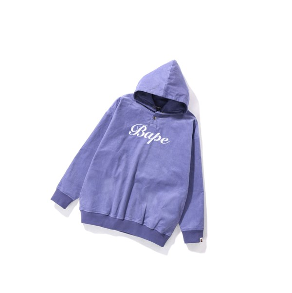 Women's A BATHING APE Bape Embroidery Corduroy Oversized Pullover Hoodie Purple | ZBAK39586