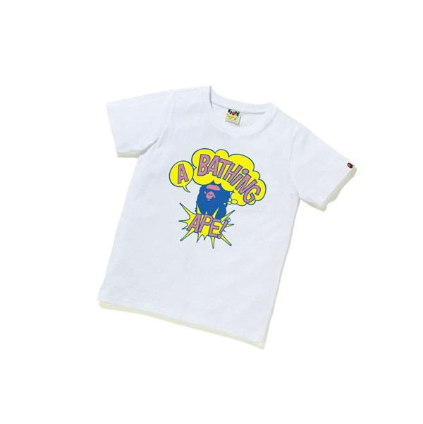 Women's A BATHING APE Cartoon College Tee Short Sleeve T Shirts White | OGAS89536