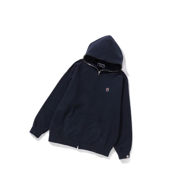 Women's A BATHING APE Crystal By Bathing Overdyed Oversized Full Zip Hoodie Navy Blue | GNSC98410