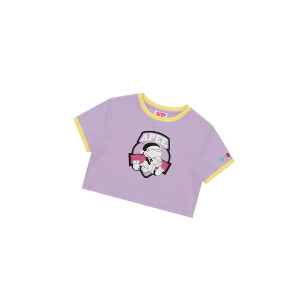 Women's A BATHING APE Graphic Cropped Tee Short Sleeve T Shirts Purple | APNY43781