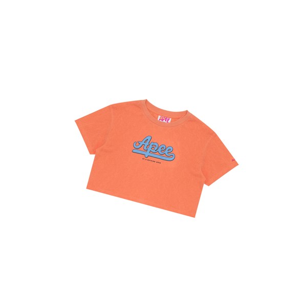 Women's A BATHING APE Graphic Cropped Tee Short Sleeve T Shirts Orange | UEXH52360