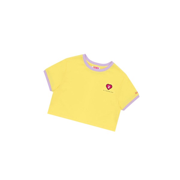 Women's A BATHING APE Heart Cropped Tee Short Sleeve T Shirts Yellow | SNLI54918