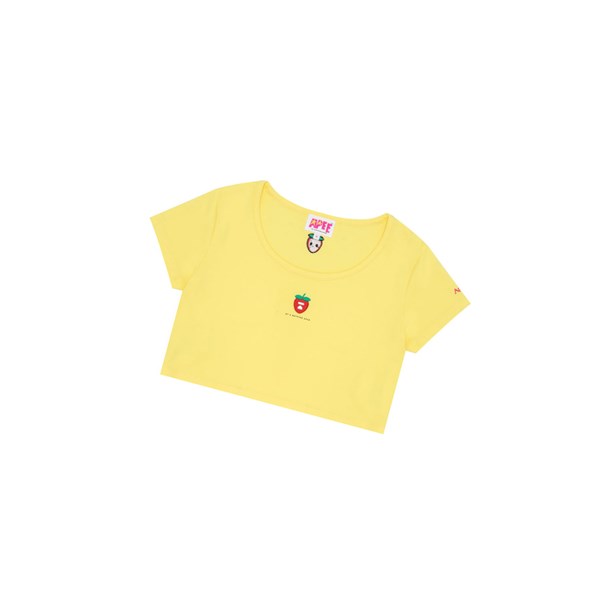 Women's A BATHING APE Logo Berry Tee Short Sleeve T Shirts Lemon Yellow | CSPO69812