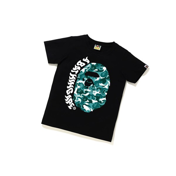 Women's A BATHING APE Marble Camo Ape Head Tee Short Sleeve T Shirts Black | GBIR19075