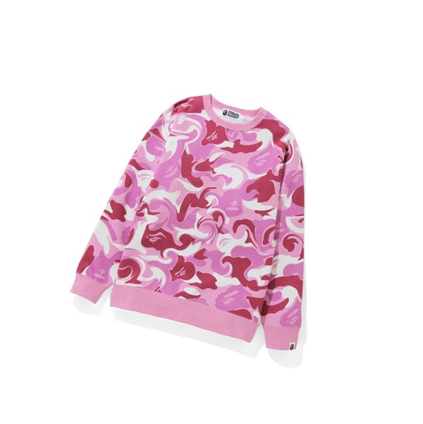 Women's A BATHING APE Marble Camo Oversized Crewneck Sweatshirts Pink | OGJQ68319