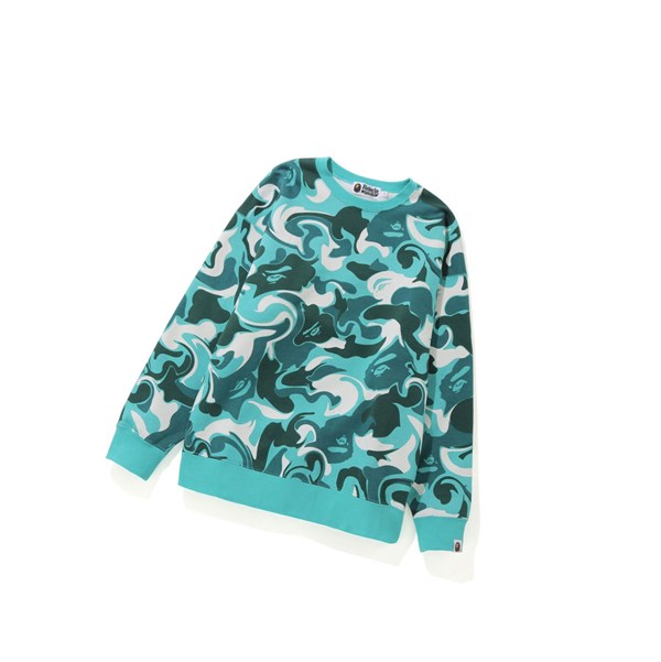 Women's A BATHING APE Marble Camo Oversized Crewneck Sweatshirts Mint | WHME28937