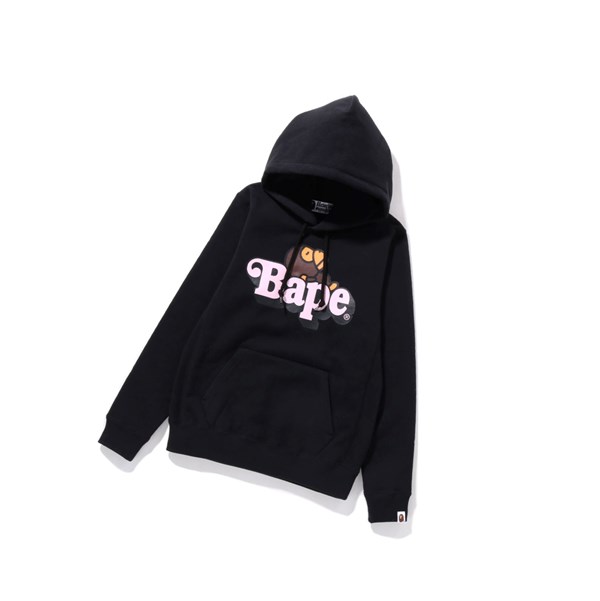 Women's A BATHING APE Milo On Bape Pullover Hoodie Black | EVPS05694