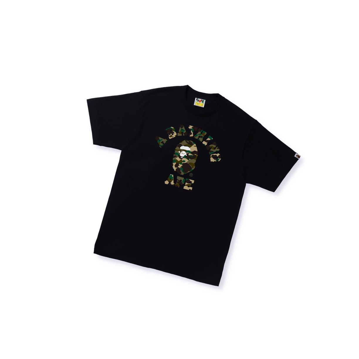 Men\'s A BATHING APE 1st Camo Crazy College Tee Short Sleeve T Shirts Black | QMGW39204