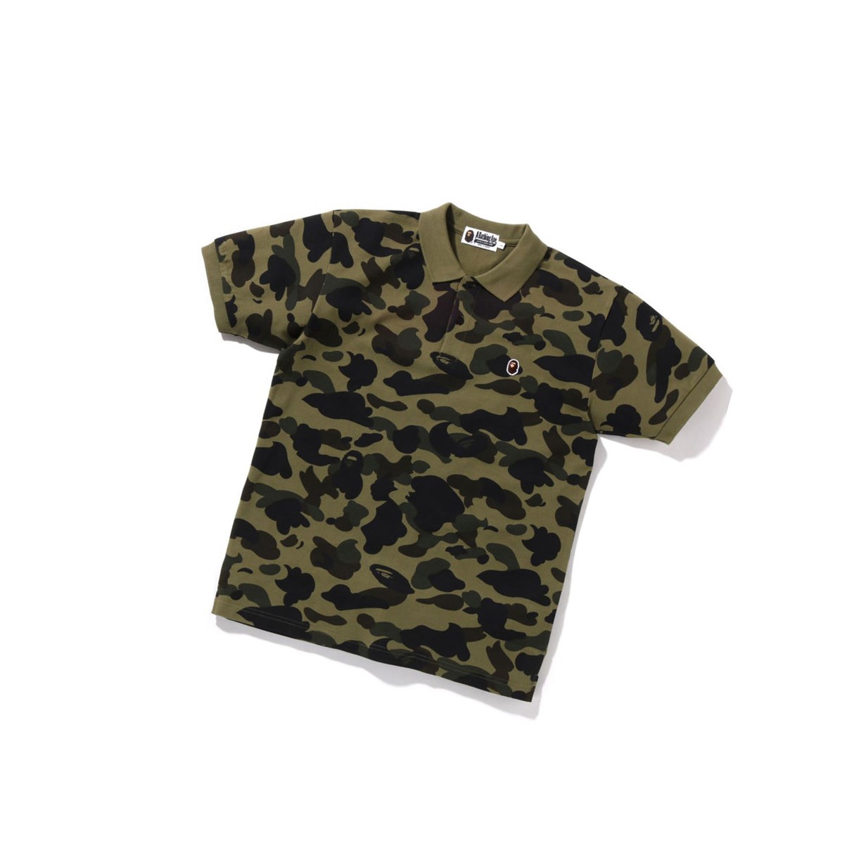 Men\'s A BATHING APE 1st Camo One Point Short Sleeve Polo Army Green | LWAC15742