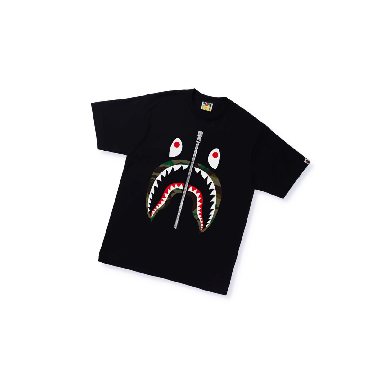 Men\'s A BATHING APE 1st Camo Shark Tee Short Sleeve T Shirts Black | UDLK62197