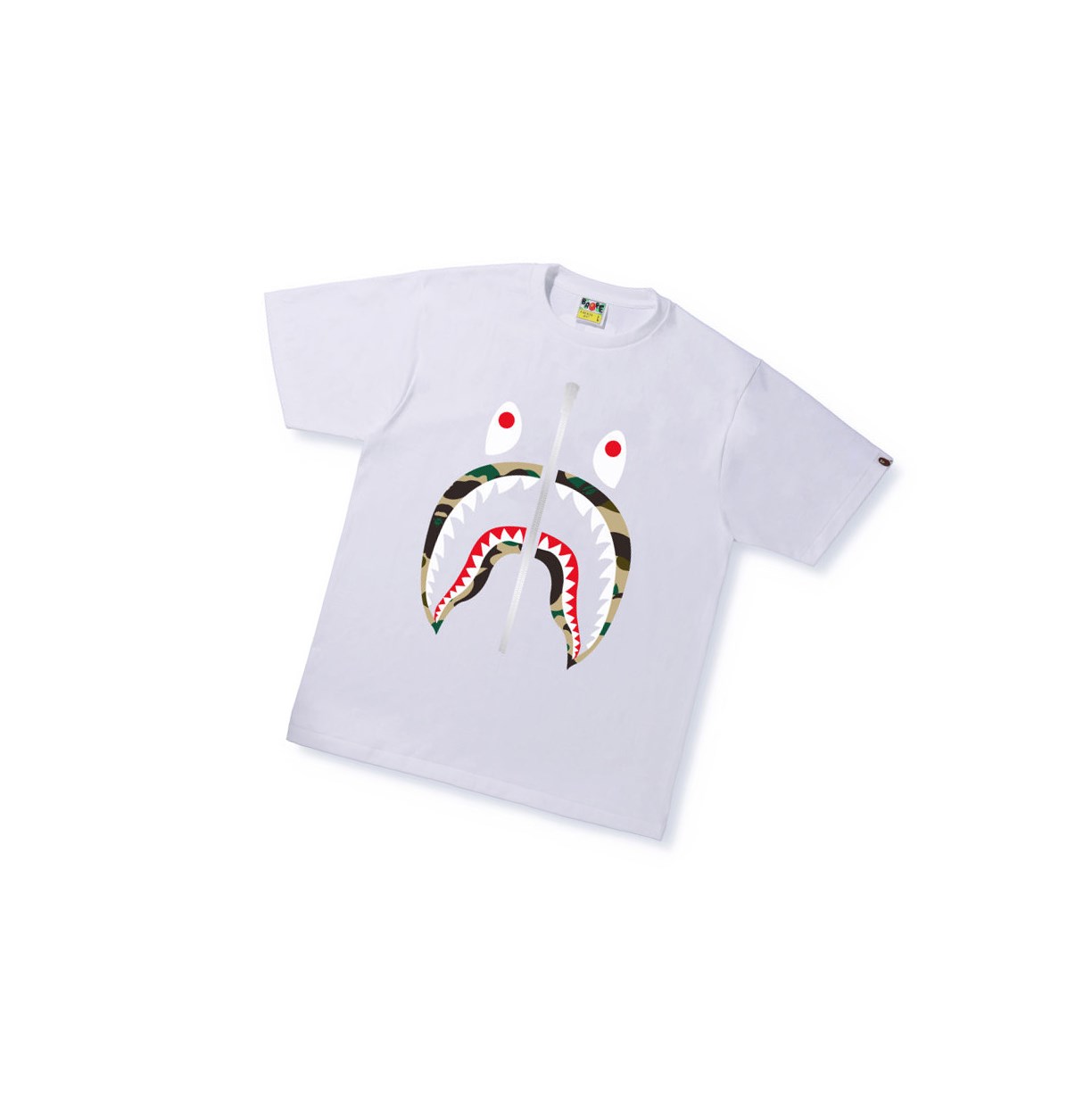 Men\'s A BATHING APE 1st Camo Shark Tee Short Sleeve T Shirts White | ZUFO34906