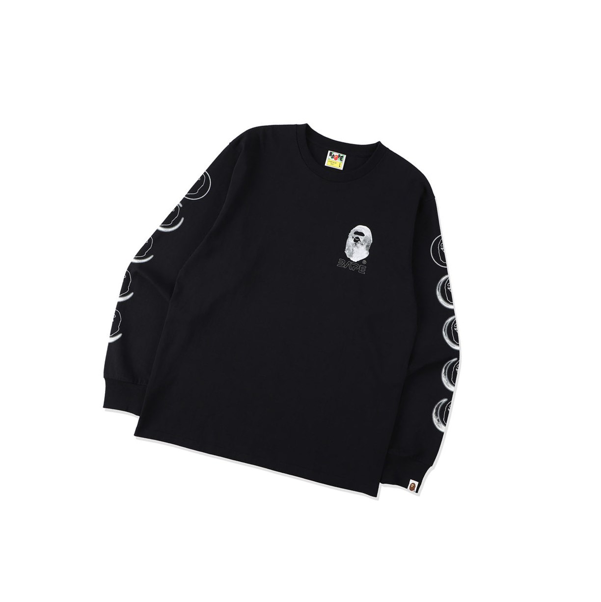 Men\'s A BATHING APE Ape Head Moon Long Sleeve Tee Long Sleeve T Shirts Black | ROXS85763