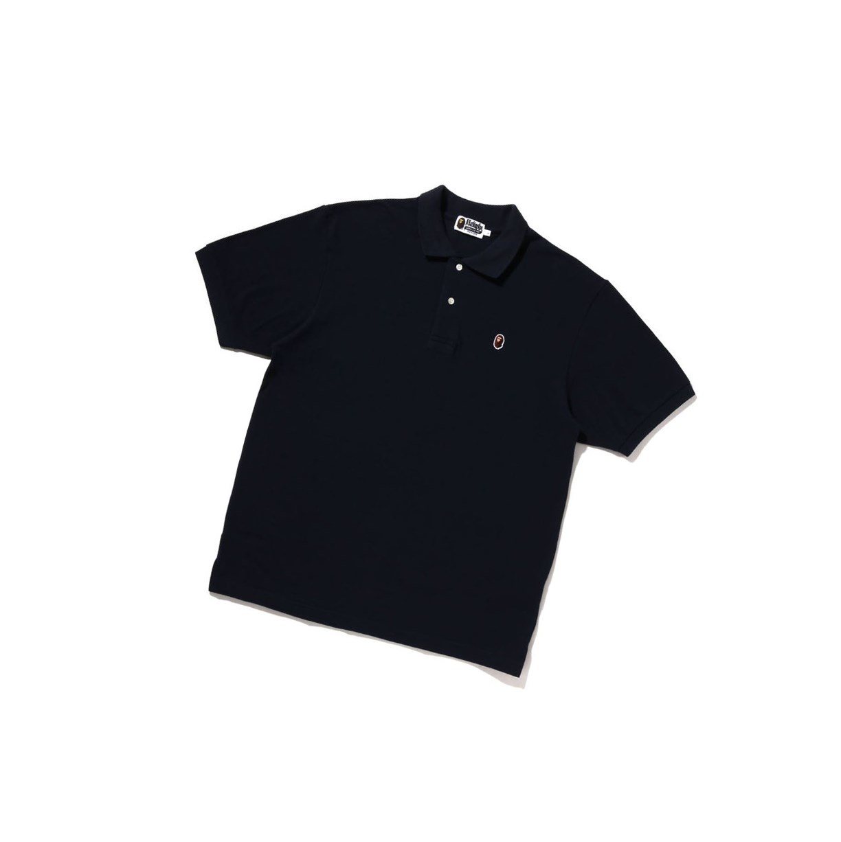 Men\'s A BATHING APE Ape Head One Point Relaxed Fit Short Sleeve Polo Navy Blue | EYDJ57183