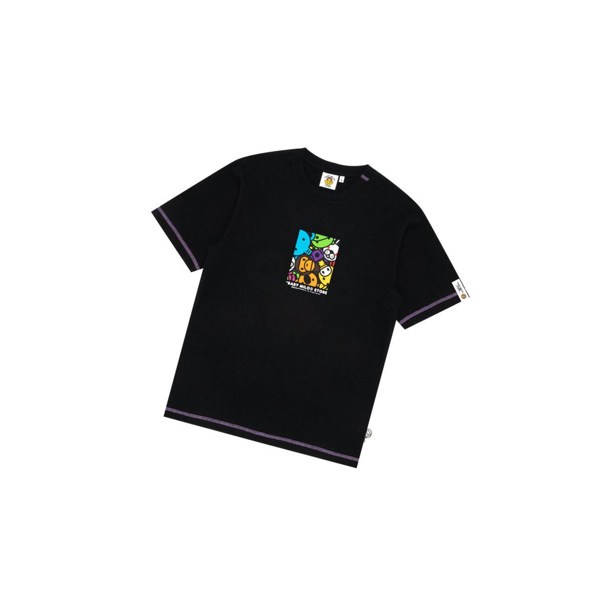 Men\'s A BATHING APE Baby Milo Box Logo Print Tee Short Sleeve T Shirts Black | XNZY83104