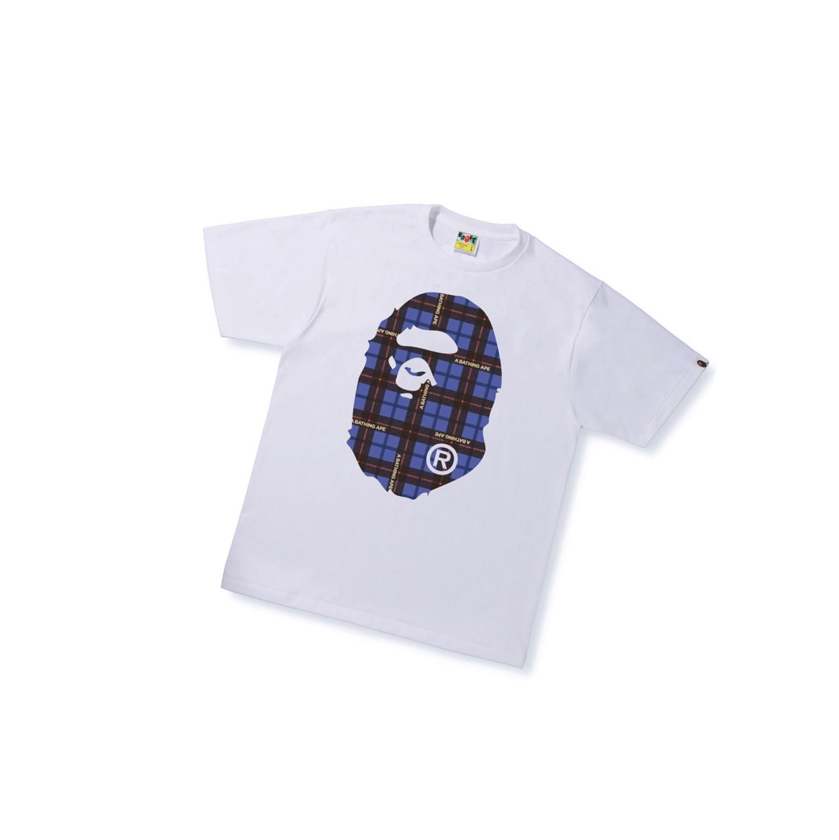 Men\'s A BATHING APE Bape Logo Check Big Ape Head Tee Short Sleeve T Shirts White | HEWT65108