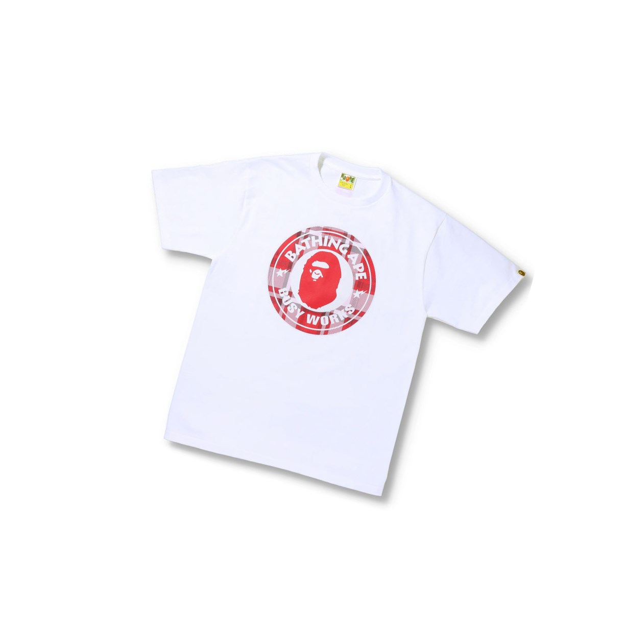 Men\'s A BATHING APE Bape® Check Gift Busy Works Tee Short Sleeve T Shirts White | AQDU24786