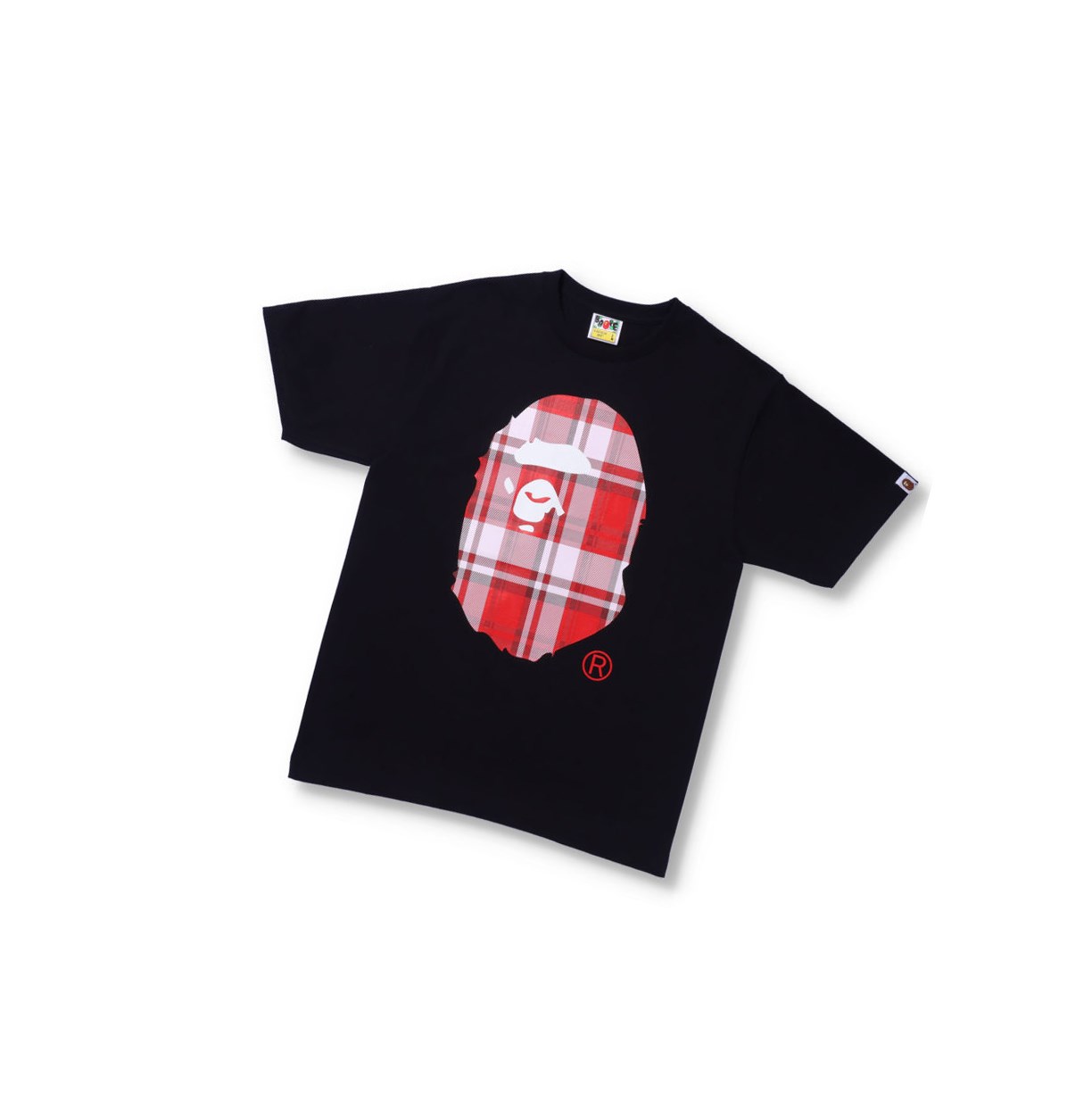 Men\'s A BATHING APE Bape® Check Gift Ape Head Tee Short Sleeve T Shirts Black | XGFP50168