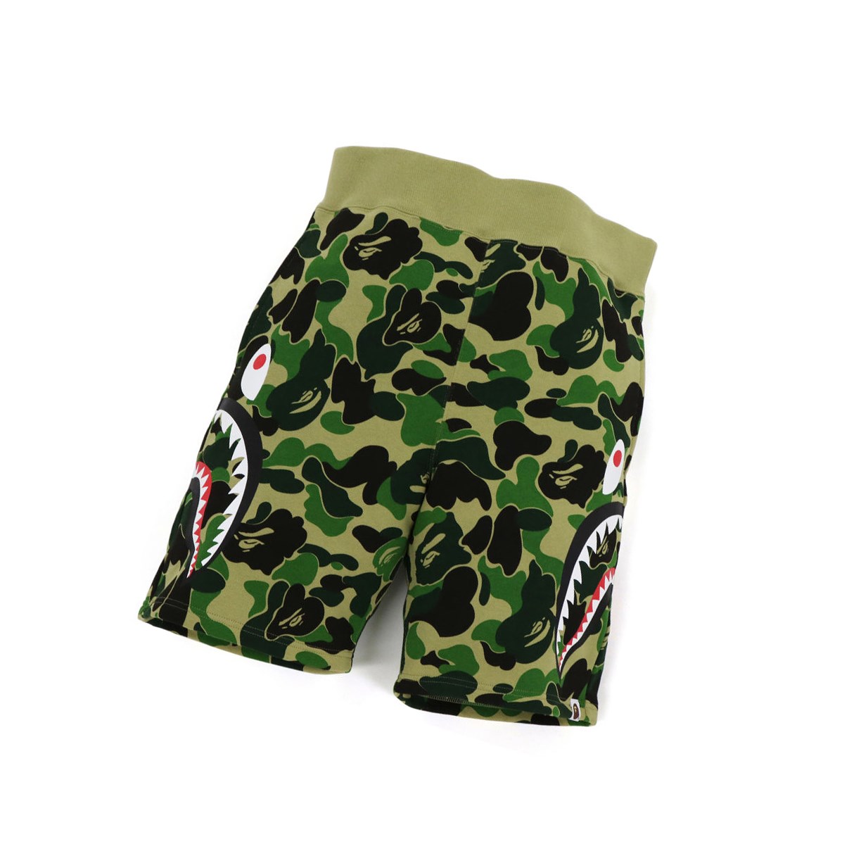 Men\'s A BATHING APE Big Abc Camo Side Shark Sweat Shorts Army Green | CVHQ91476