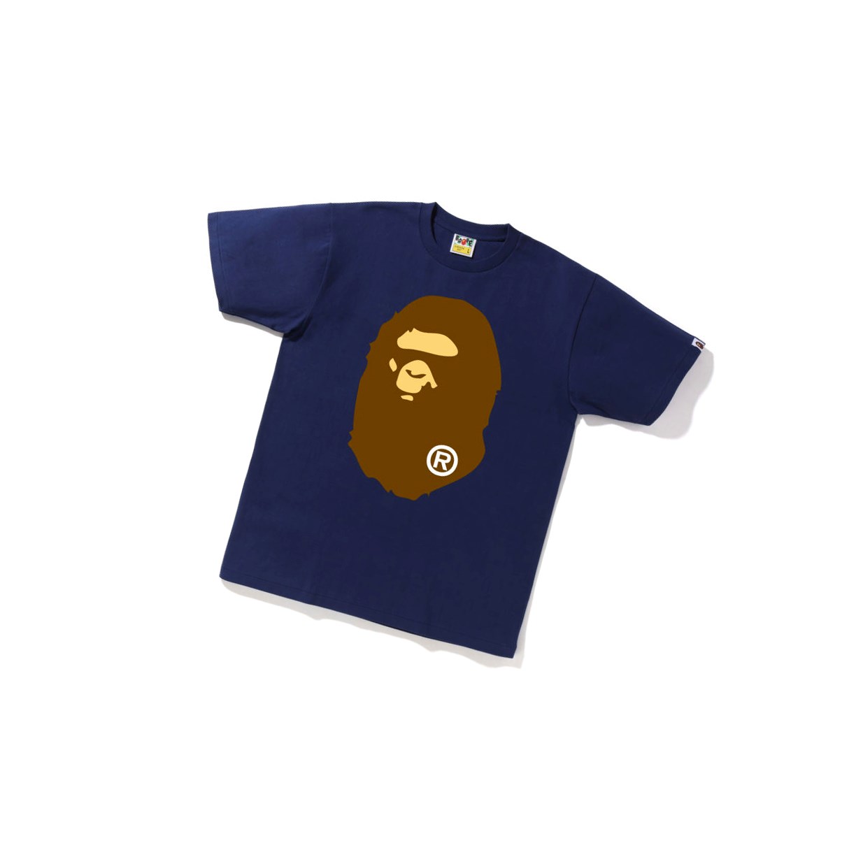 Men\'s A BATHING APE Big Ape Head Tee Short Sleeve T Shirts Navy Blue | ZREV67309