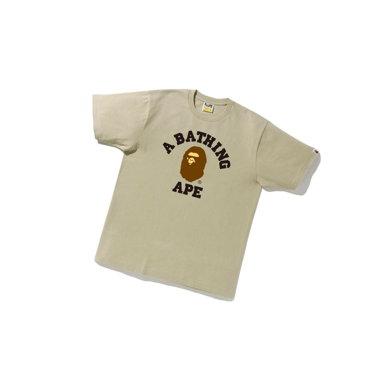 Men\'s A BATHING APE College Tee Short Sleeve T Shirts Beige | DJYL08375