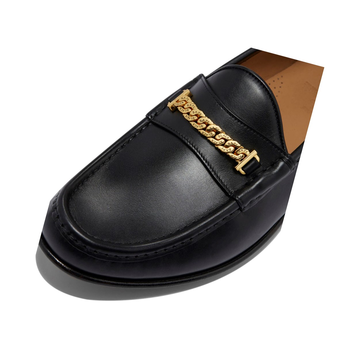 Men's A BATHING APE Gold Chained Loafers & Moccasins Loafers Black | MXZP20451