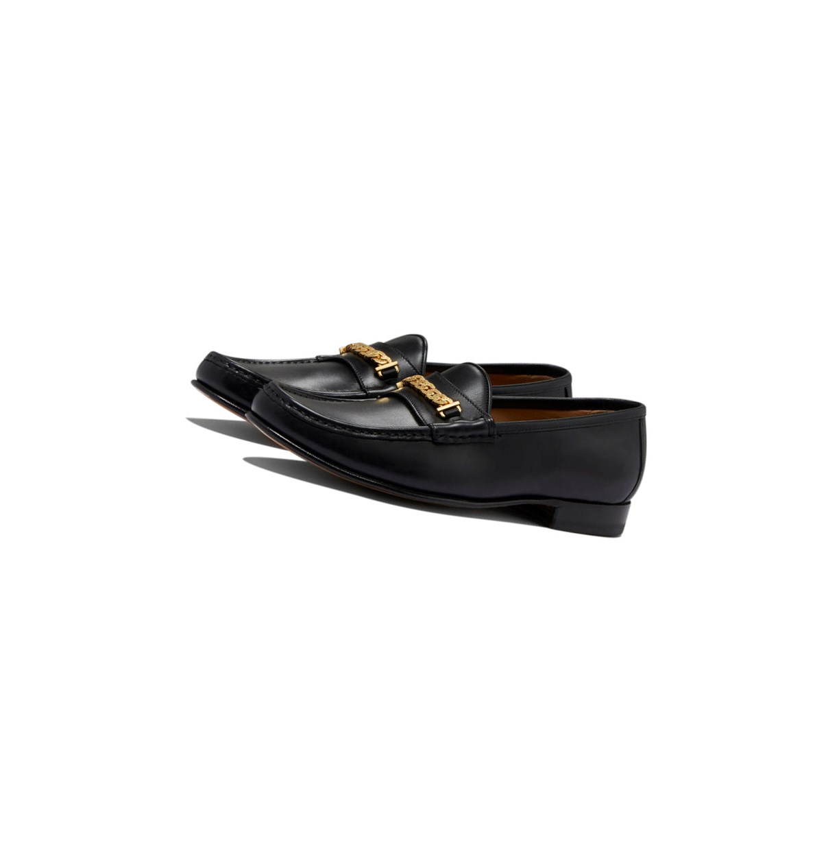 Men\'s A BATHING APE Gold Chained Loafers & Moccasins Loafers Black | MXZP20451