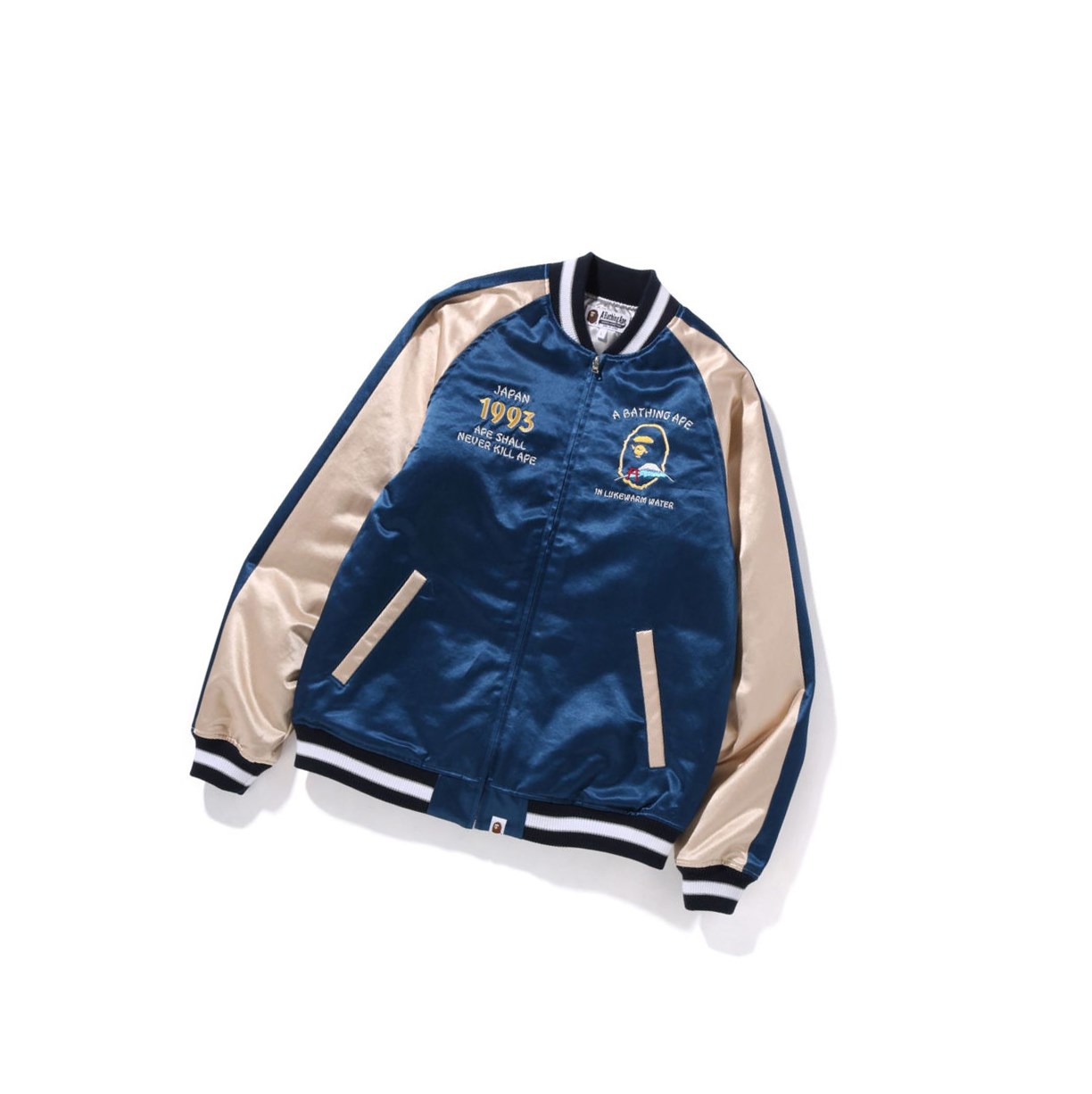 Men\'s A BATHING APE Japan Souvenir Jackets Navy Blue | WAOP83147