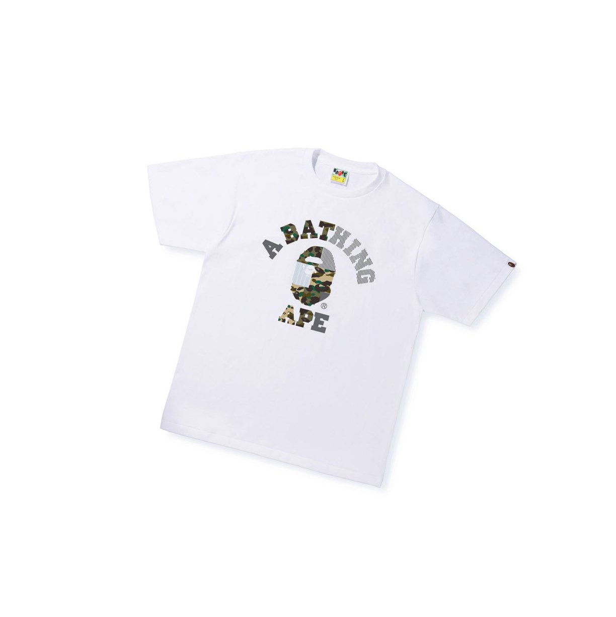 Men\'s A BATHING APE Military Crazy College Tee Short Sleeve T Shirts White | TIGE29450