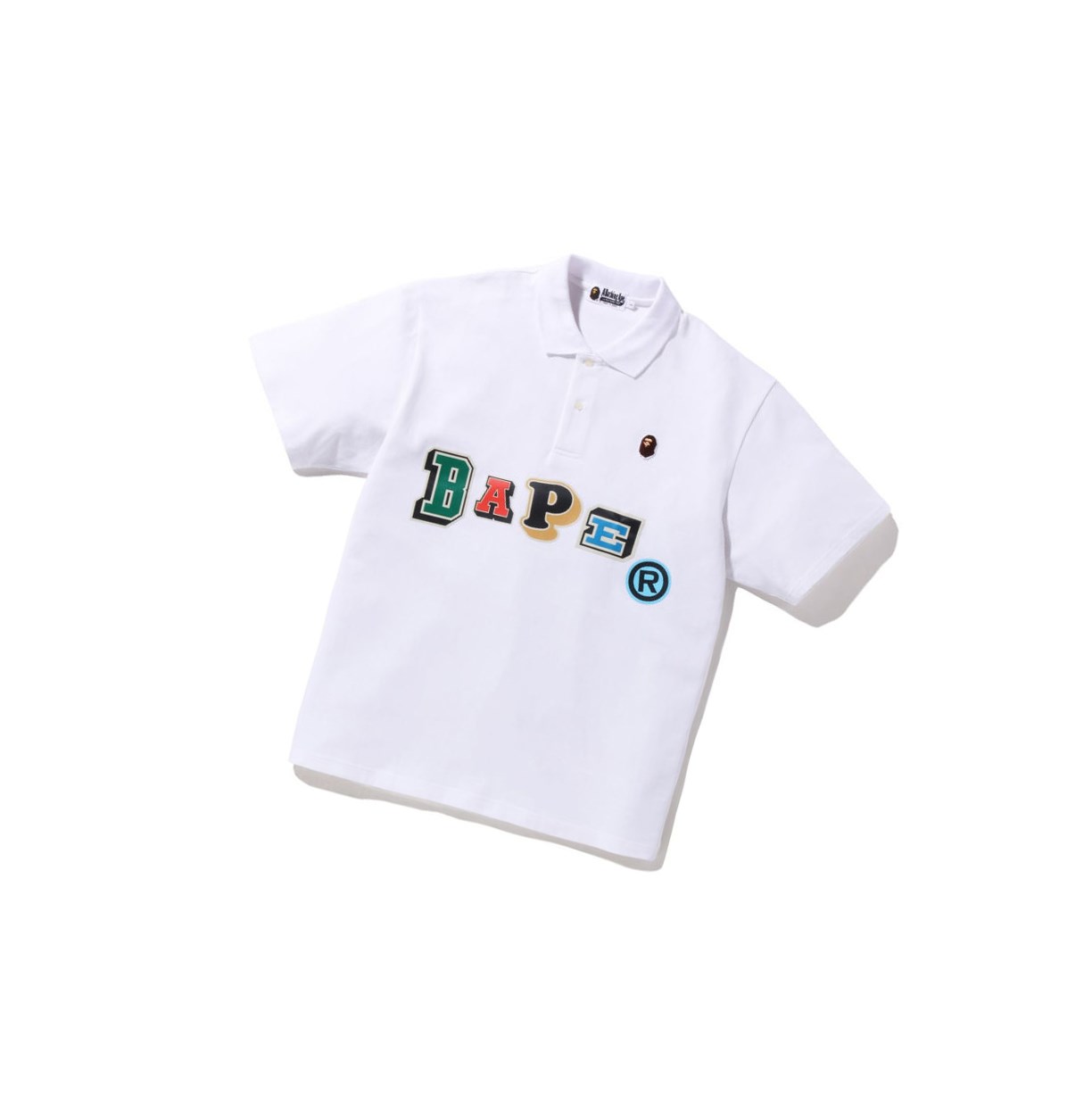 Men\'s A BATHING APE Multi Fonts Relaxed Fit Short Sleeve Polo White | XFCI32675