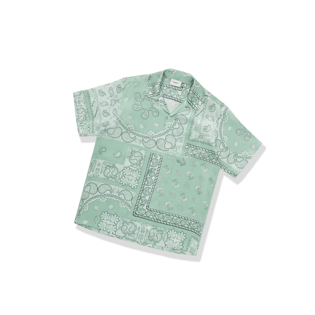 Men\'s A BATHING APE Paisley Print Short Sleeve Shirts Light Green | CPRT96758