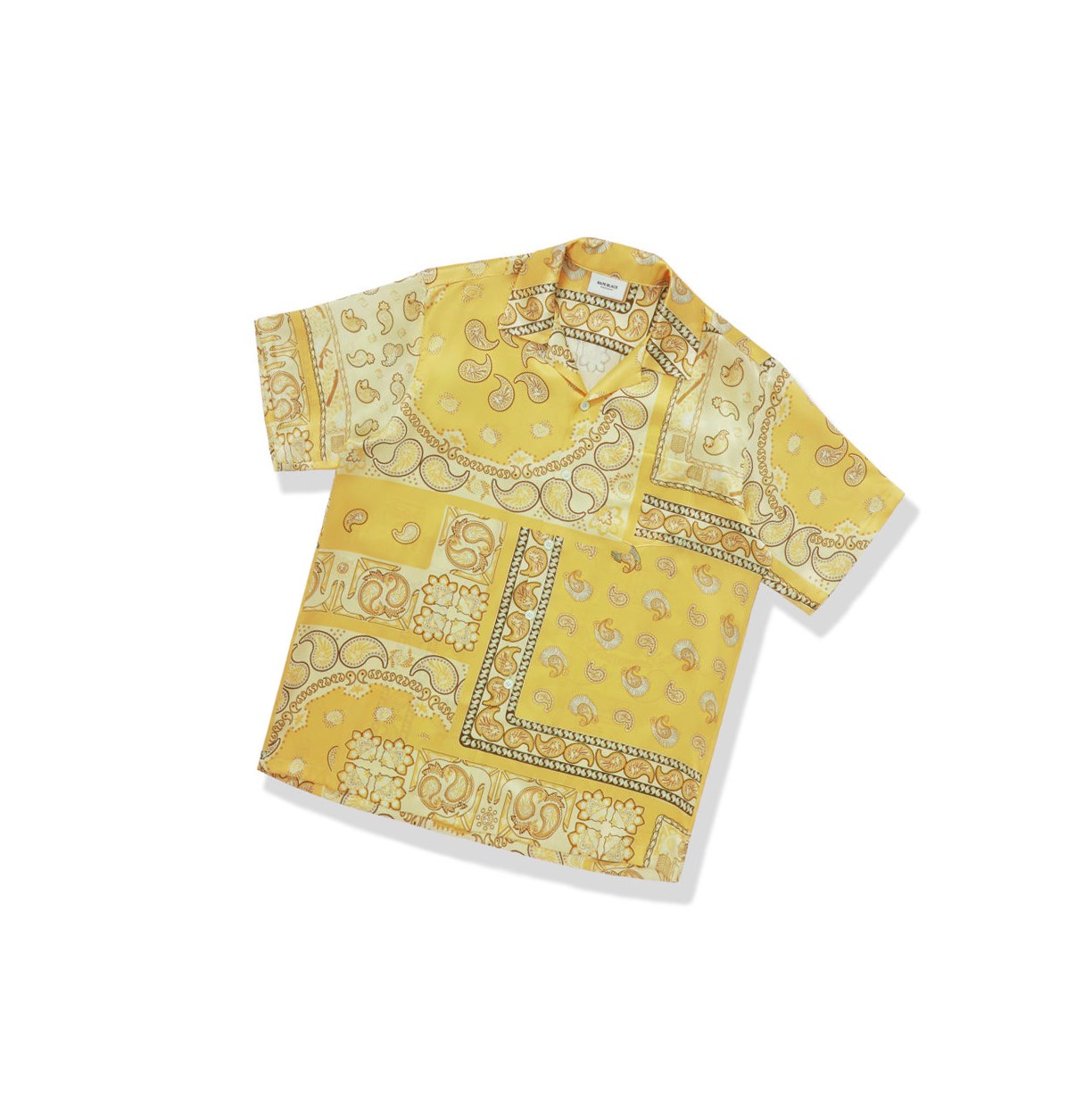 Men\'s A BATHING APE Paisley Print Short Sleeve Shirts Yellow | IRDG86502