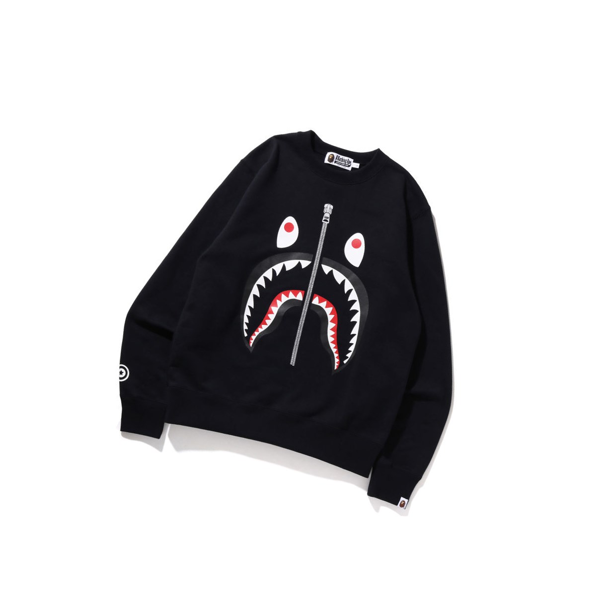 Men\'s A BATHING APE Shark Crewneck Sweatshirts Black | ILJQ73045