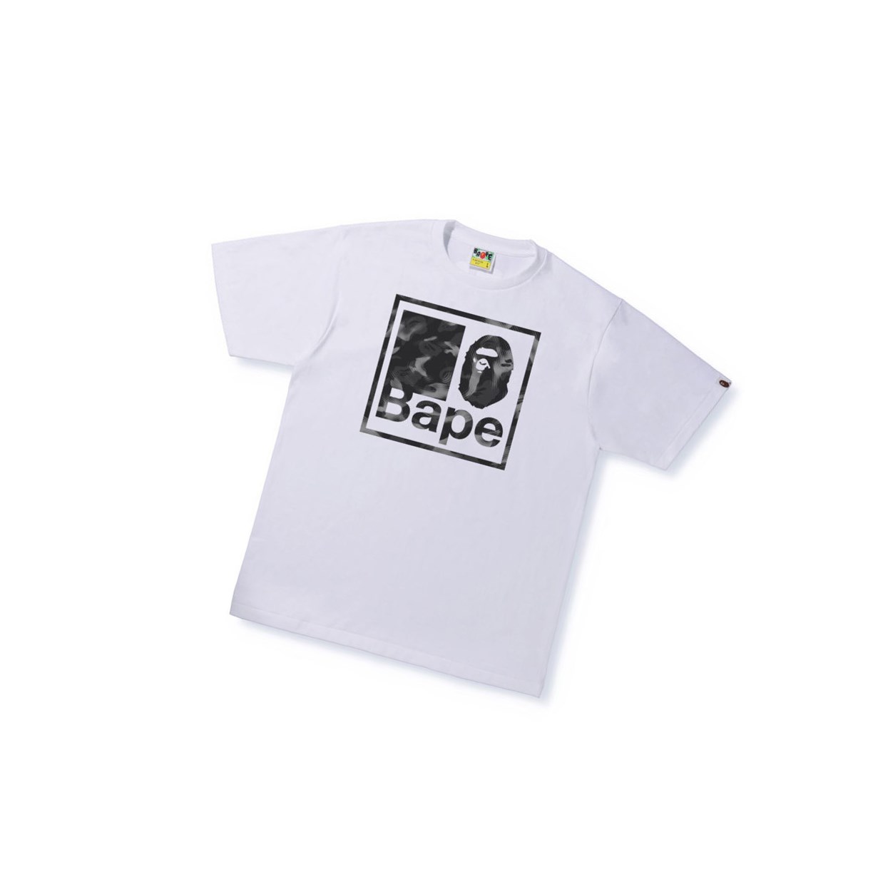 Men\'s A BATHING APE Stroke Camo Bape Quadrangle Tee Short Sleeve T Shirts White | JRZM89216