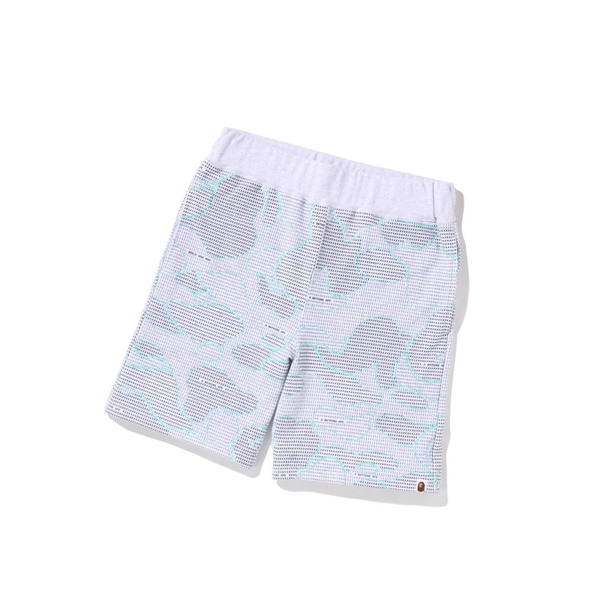 Men\'s A BATHING APE Text Code Camo Sweat Short Shorts Grey | WNLI74630