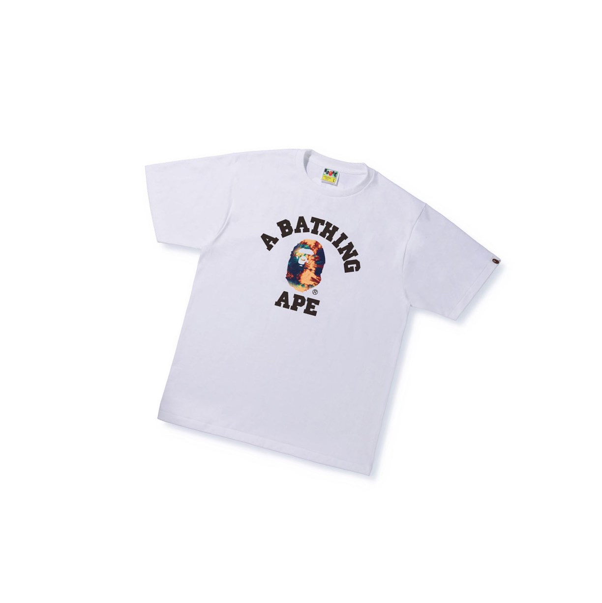 Men\'s A BATHING APE Tie Dye College Tee Short Sleeve T Shirts White | QYAW06413