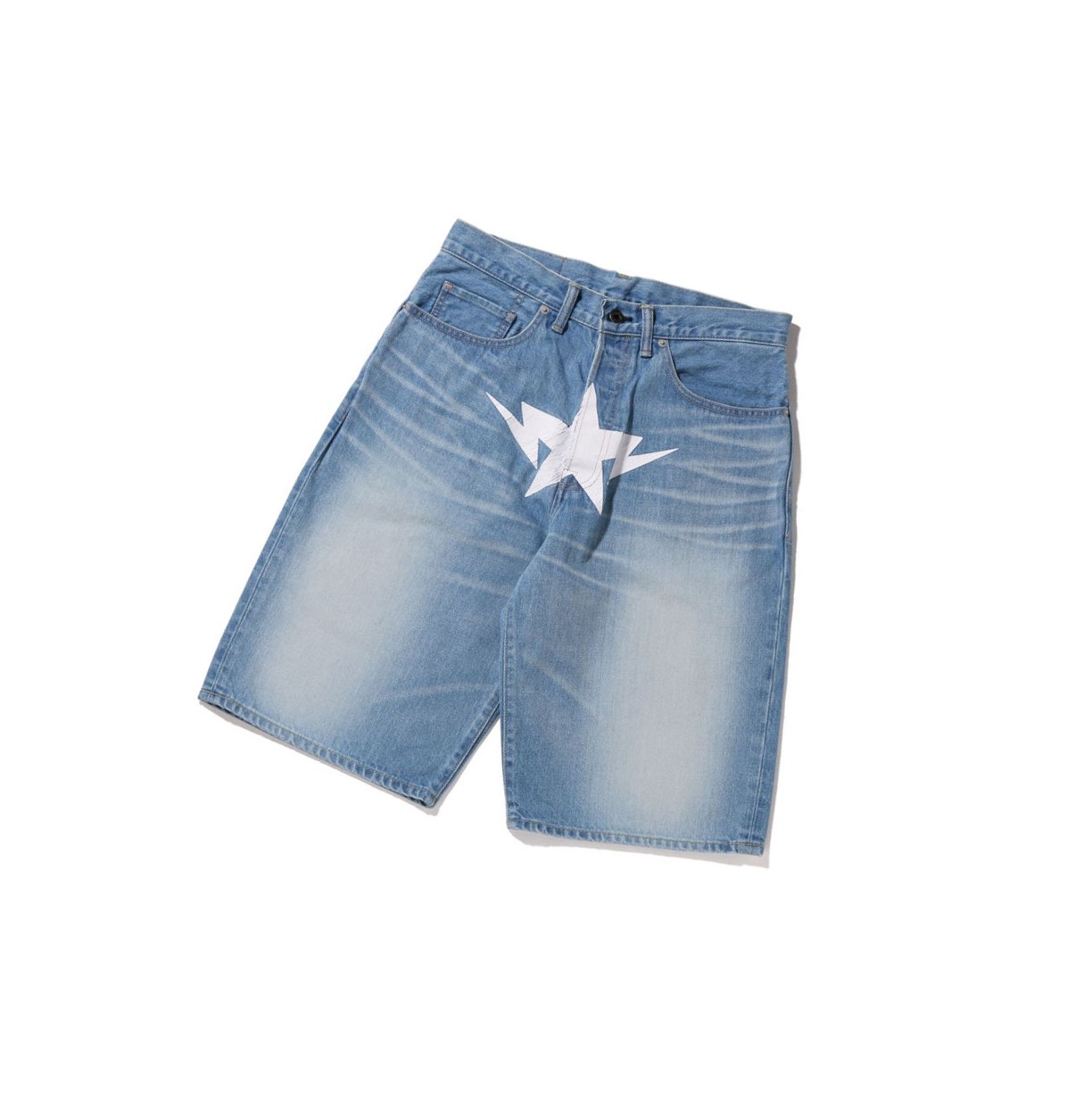 Men\'s A BATHING APE Twin Sta Denim Shorts Denim | YHAV83754