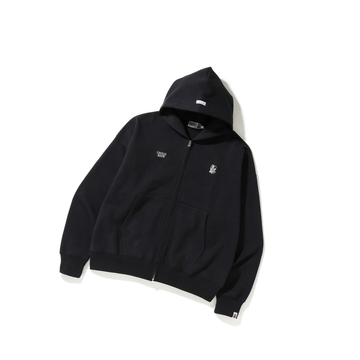 Men\'s A BATHING APE Ursus Loose Fit Zip-up Zip Throughs Hoodie Black | DQAT50873