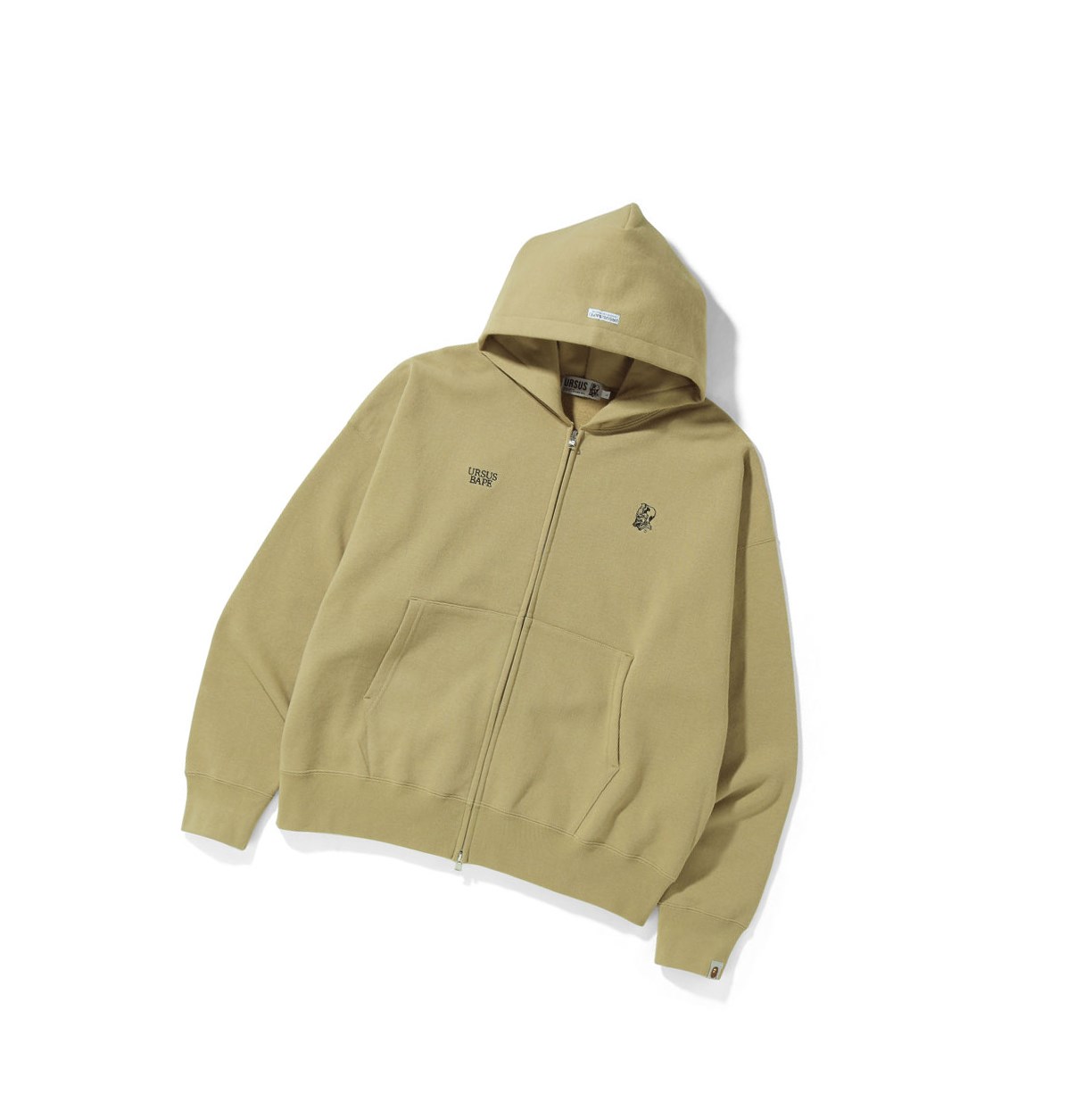 Men\'s A BATHING APE Ursus Loose Fit Zip-up Zip Throughs Hoodie Beige | NVKJ21649