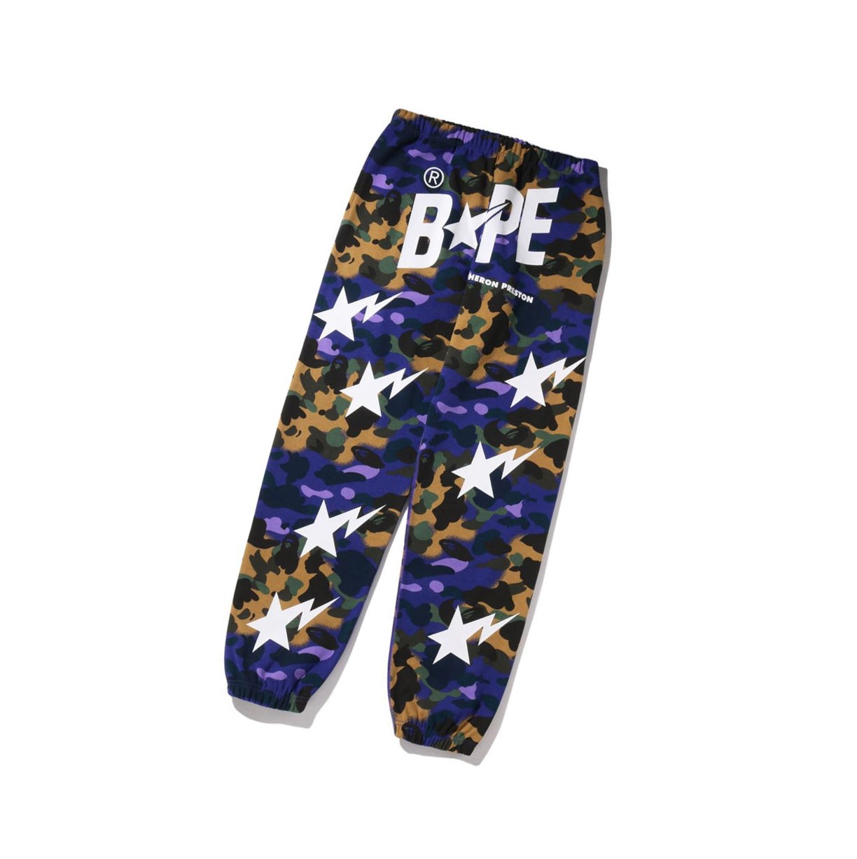 Men\'s A BATHING APE X Heron Preston Mix 1st Camo Sweat Pants Purple | TNFO43781