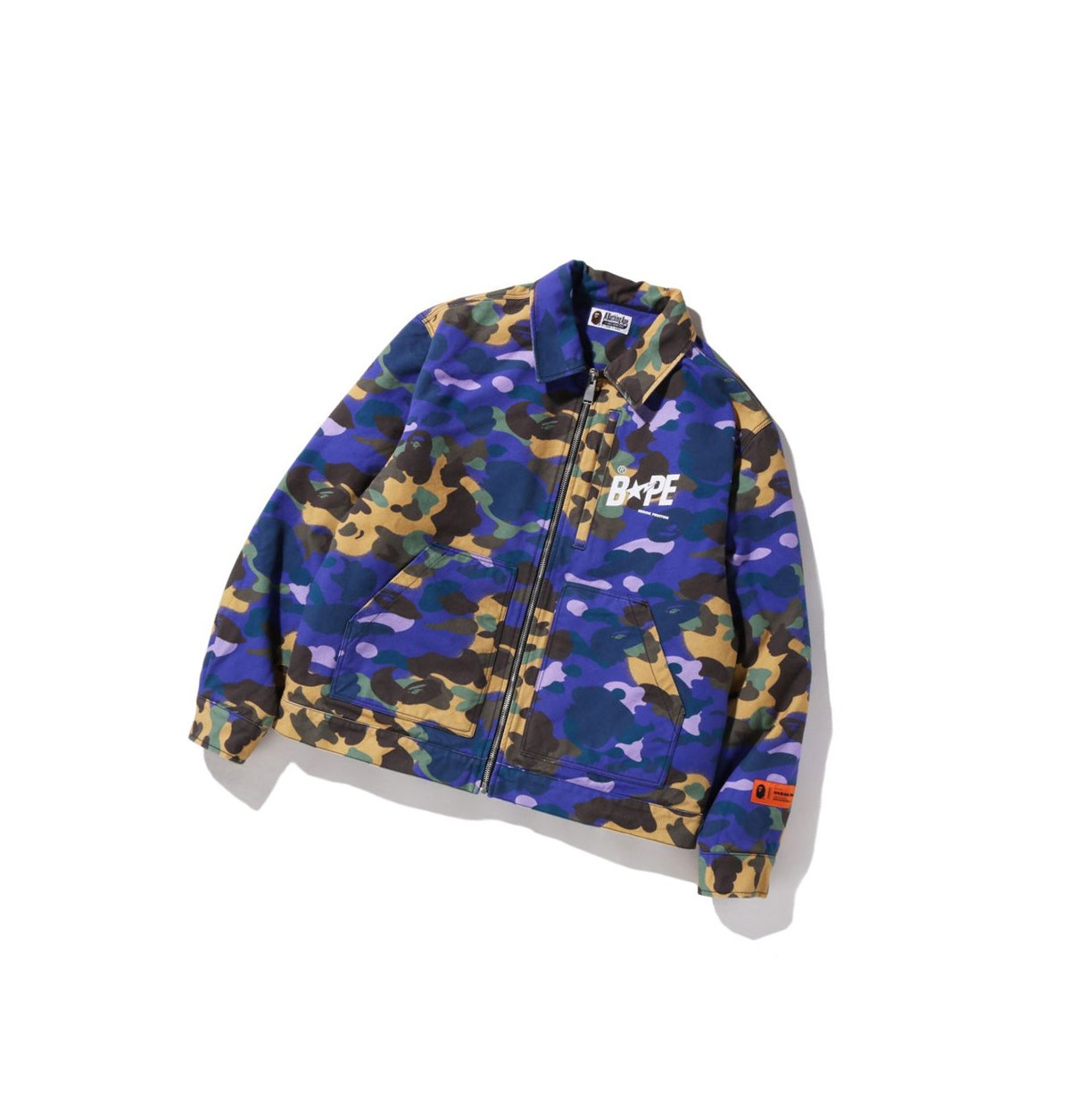 Men\'s A BATHING APE X Heron Preston Mix 1st Camo Duck Tracker M2 Jackets Purple | VUJI92136