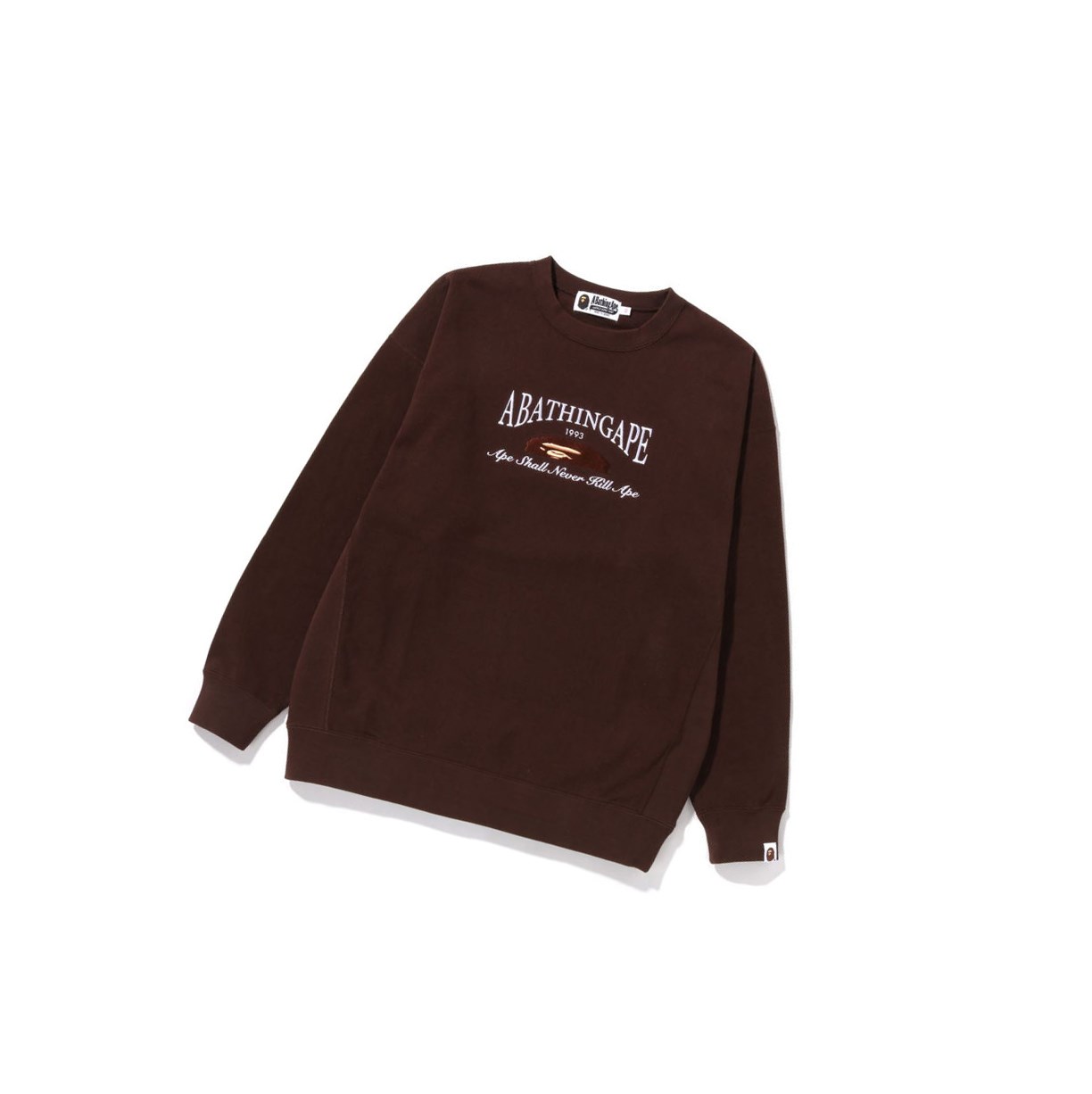 Women\'s A BATHING APE A Bathing Ape Embroidery Oversized Crewneck Sweatshirts Brown | VLDF46589