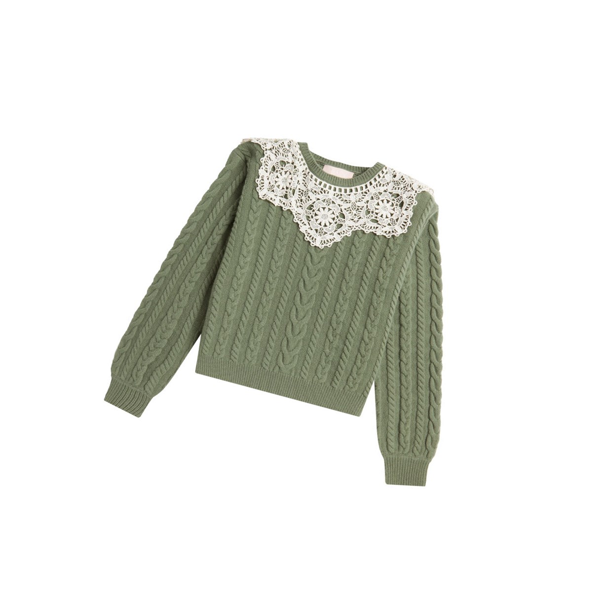 Women\'s A BATHING APE Asymmetric Knit Sweater Crew Neck Knitwear Blouse Light Green | PAFS34610