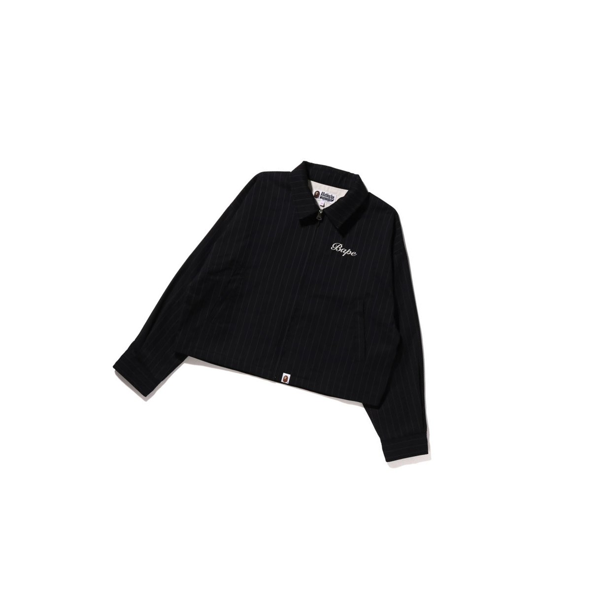 Women\'s A BATHING APE B.A Applique Pin Striped Zip Jackets Black | NXQL45260